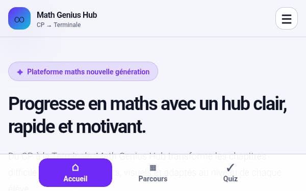 Screenshot of Math Genius Hub