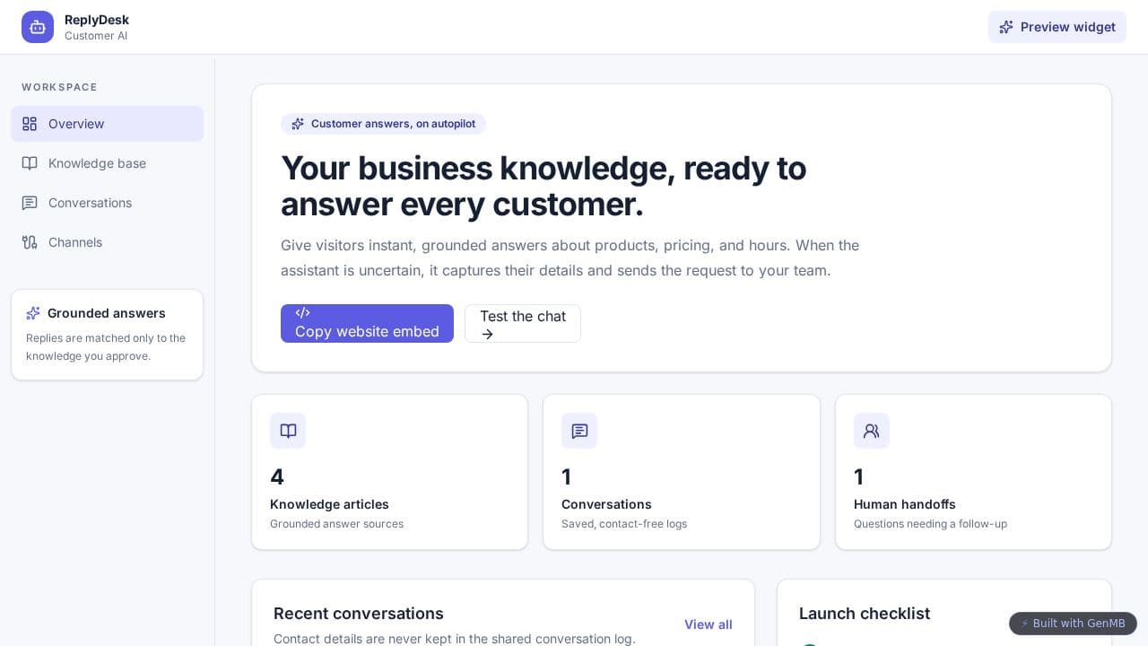 Screenshot of Smart Customer Concierge