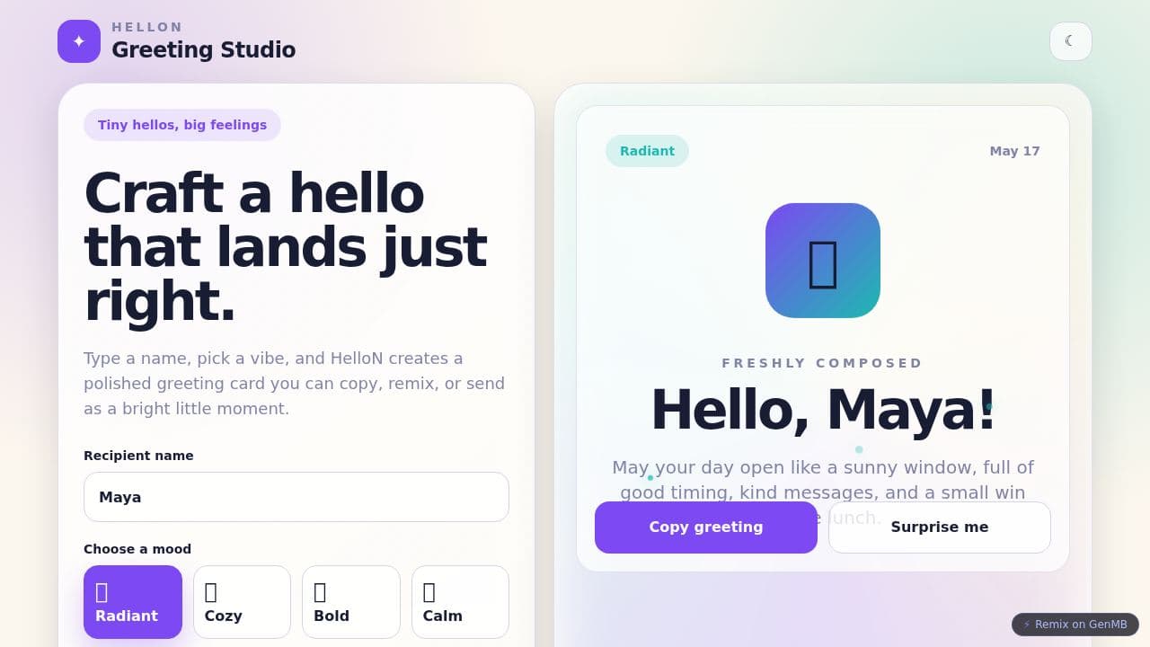 Screenshot of HelloN Studio