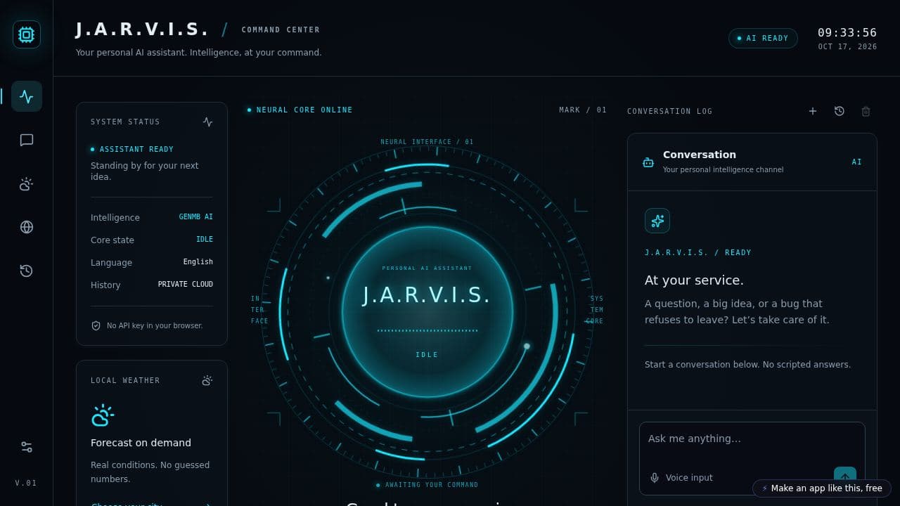 Screenshot of J.A.R.V.I.S. AI