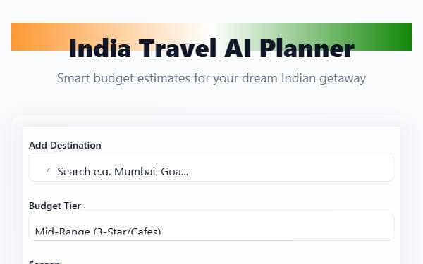 Screenshot of India Travel AI Planner