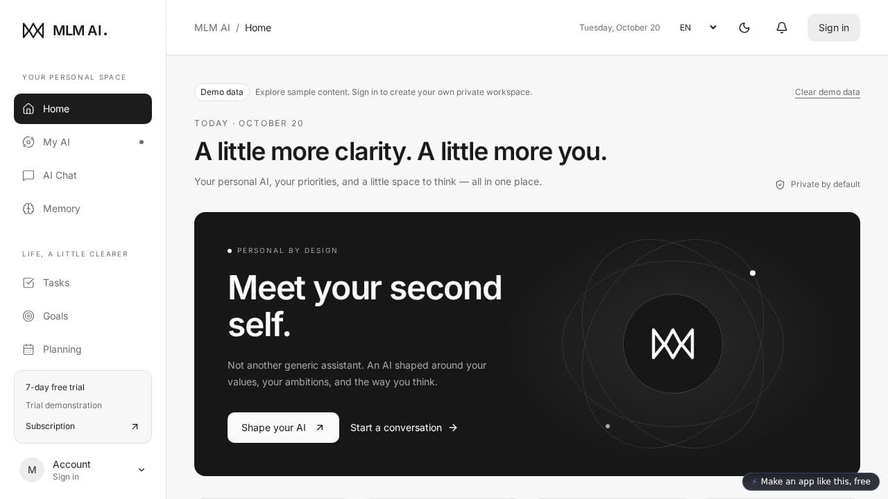 Screenshot of MLM AI Companion