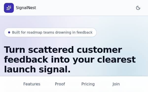 Screenshot of SignalNest Launch