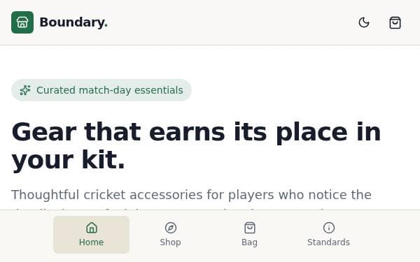 Screenshot of Boundary Cricket Co.