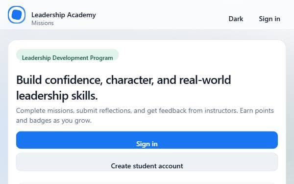 Screenshot of Leadership Academy