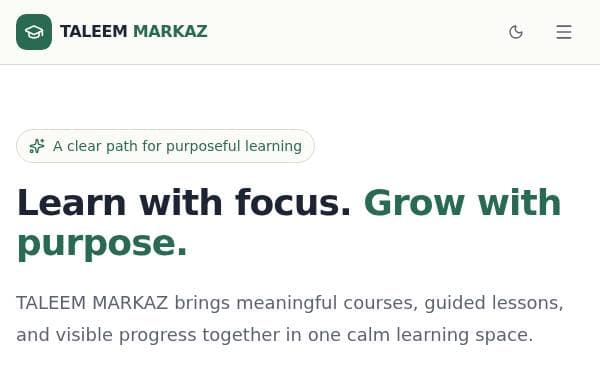 Screenshot of Taleem Markaz Learning Portal