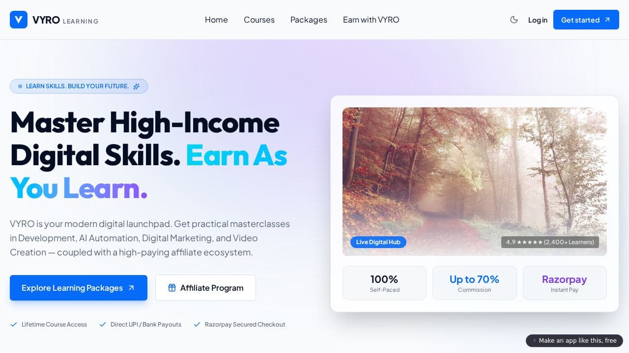 Screenshot of VYRO Learning