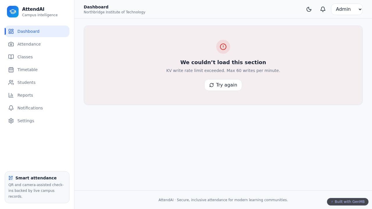 Screenshot of AI Attendance Platform