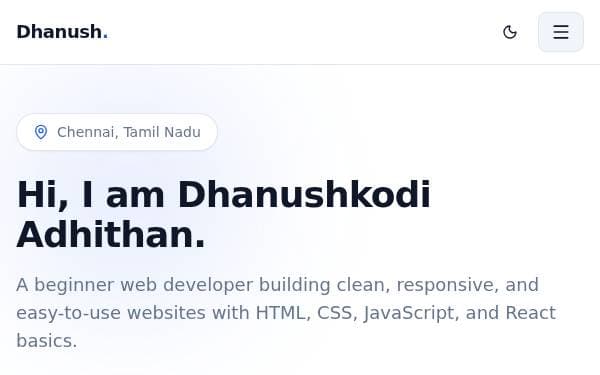 Screenshot of Adhithan Portfolio