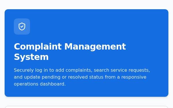 Screenshot of Complaint Management System