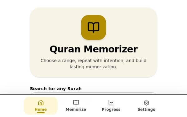 Screenshot of Quran Memorizer