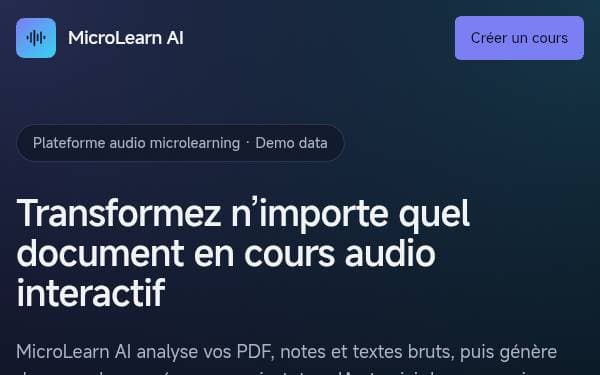 Screenshot of MicroLearn AI