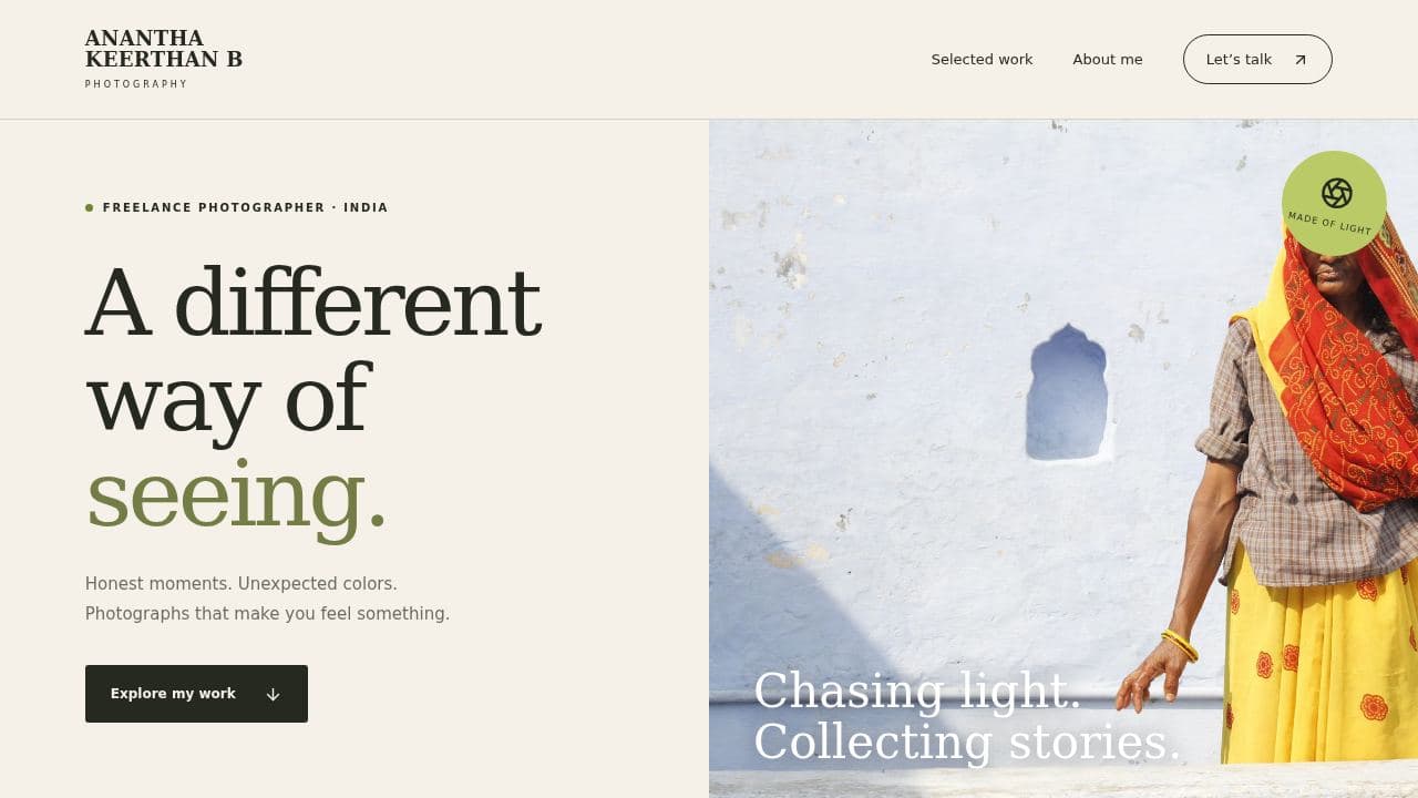 Screenshot of Anantha Keerthan B — Photography Portfolio