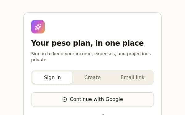 Screenshot of Peso Budget Tracker