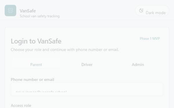 Screenshot of VanSafe Tracker