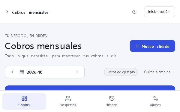Screenshot of Cobros y CRM