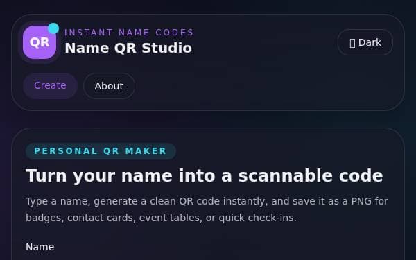 Screenshot of Name QR Studio