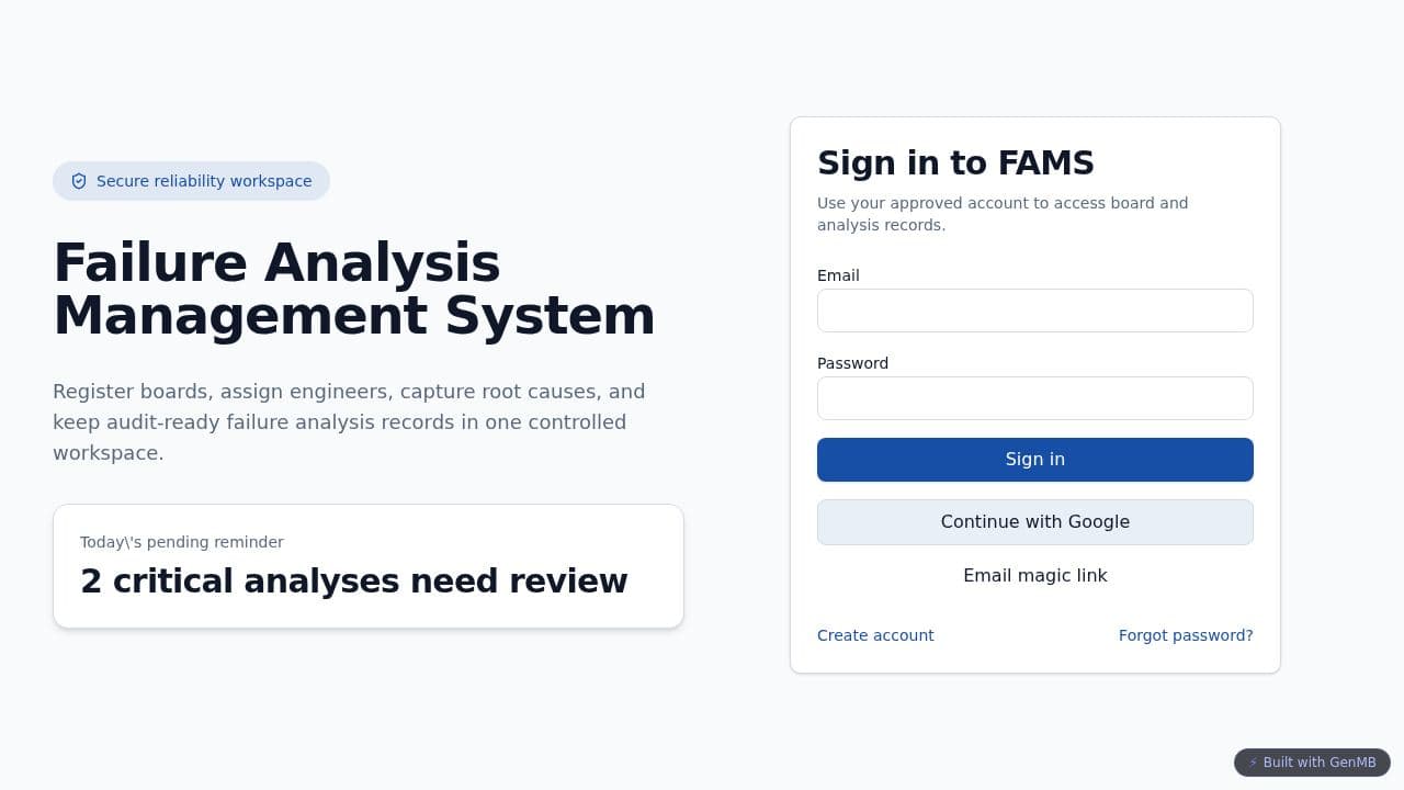 Screenshot of FAMS Command
