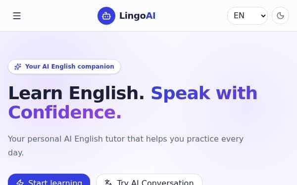 Screenshot of LingoAI English Tutor