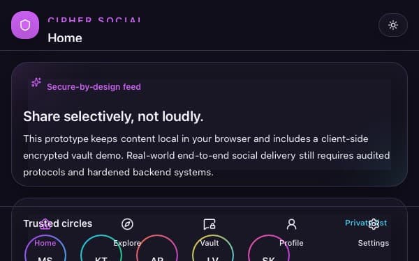 Screenshot of Cipher Social