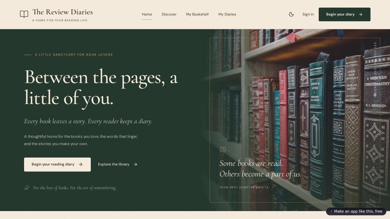 Screenshot of The Review Diaries