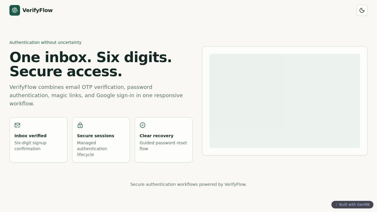 Screenshot of VerifyFlow