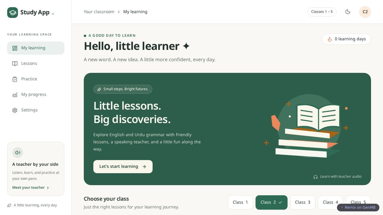 Screenshot of Study App
