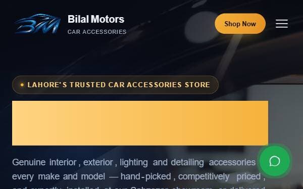 Screenshot of bilal motors new website