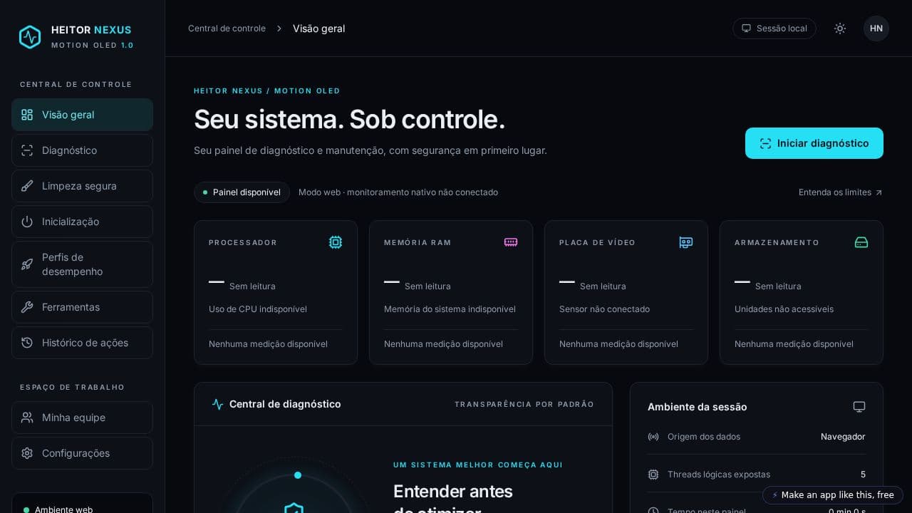 Screenshot of Otimizador de Máquinas