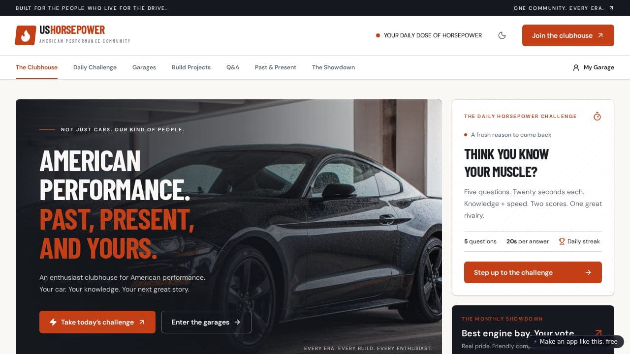 Screenshot of US Horsepower