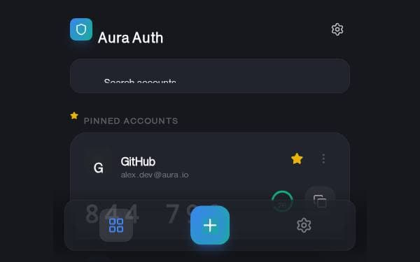 Screenshot of Aura Auth - Premium OTP Vault