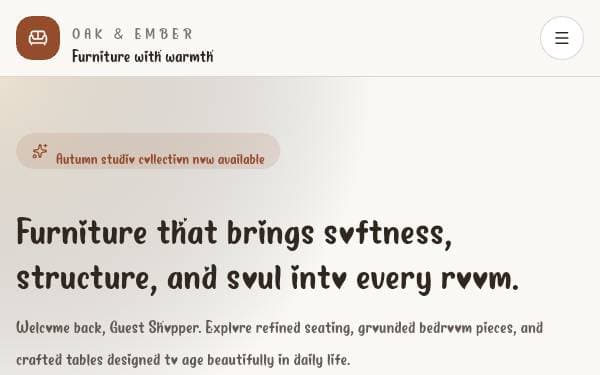 Screenshot of Oak & Ember