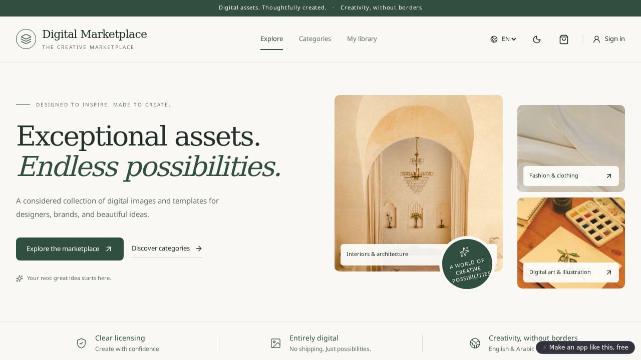 Screenshot of Canvas Market