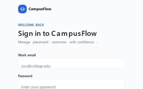 Screenshot of Placement Portal UI