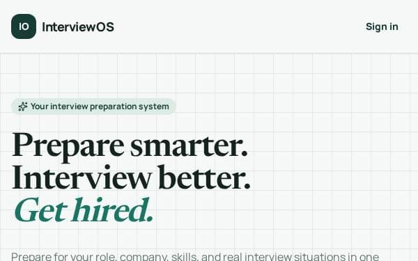 Screenshot of InterviewOS Prep Platform