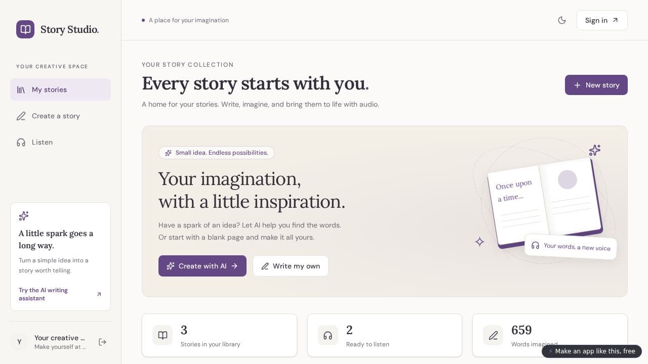 Screenshot of Audio Story Studio