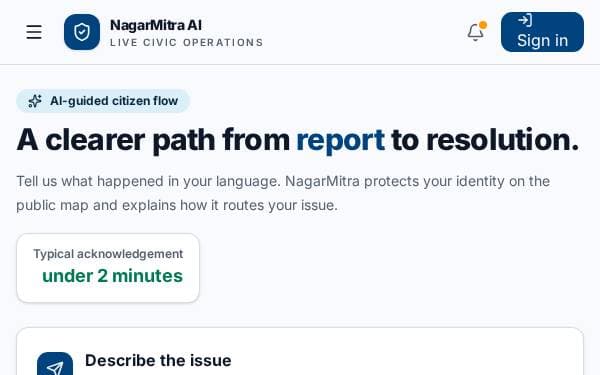 Screenshot of NagarMitra AI