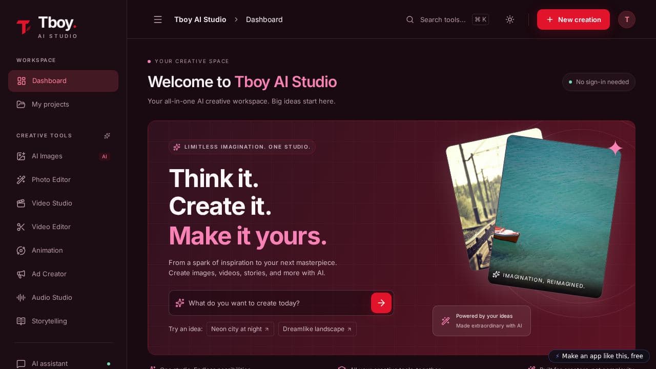 Screenshot of Tboy AI Studio