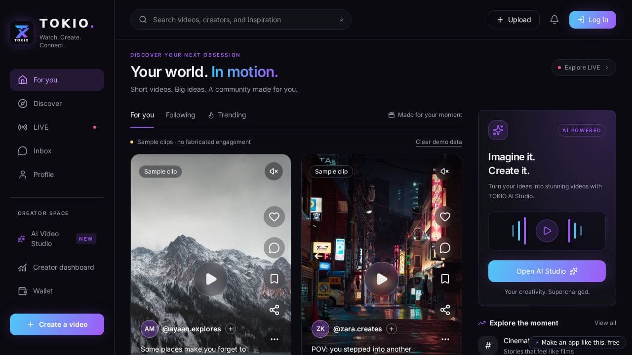 Screenshot of TOKIO Social