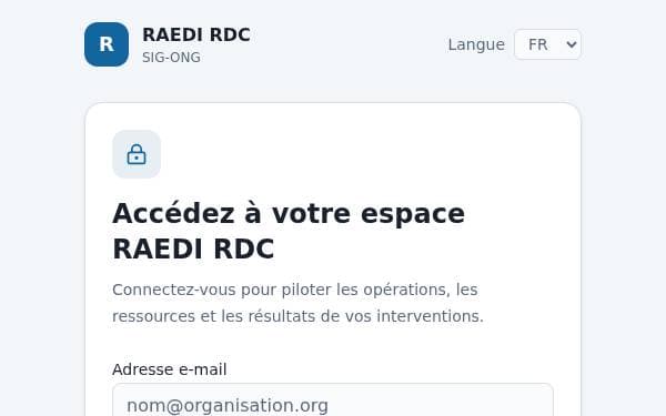 Screenshot of RAEDI Humanitarian ERP