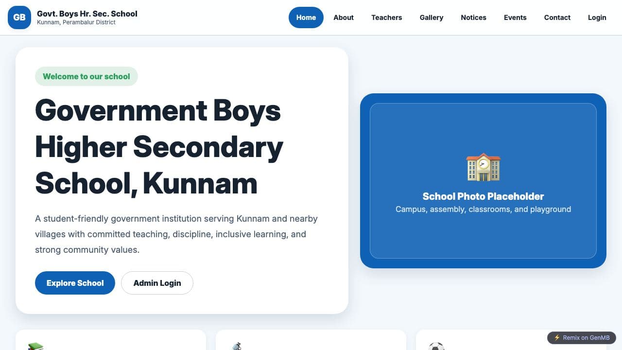Screenshot of Kunnam School Portal