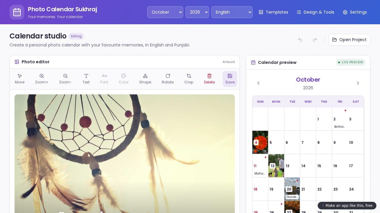 Screenshot of Photo Calendar Sukhraj