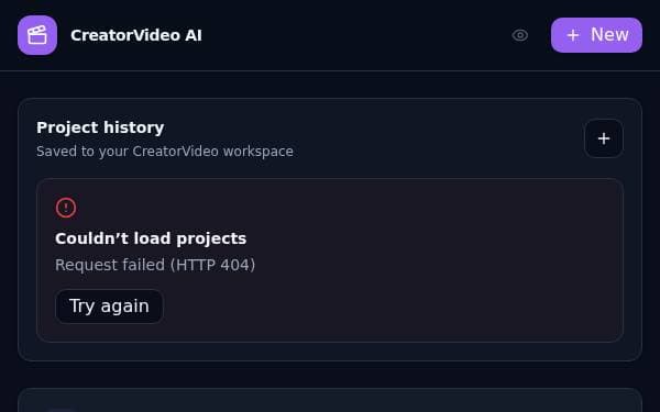 Screenshot of CreatorVideo AI