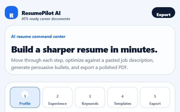 Screenshot of ResumePilot AI