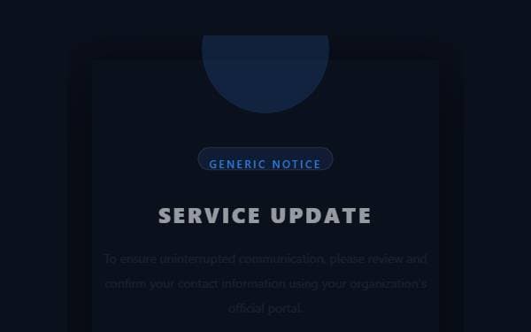 Screenshot of Service Notice