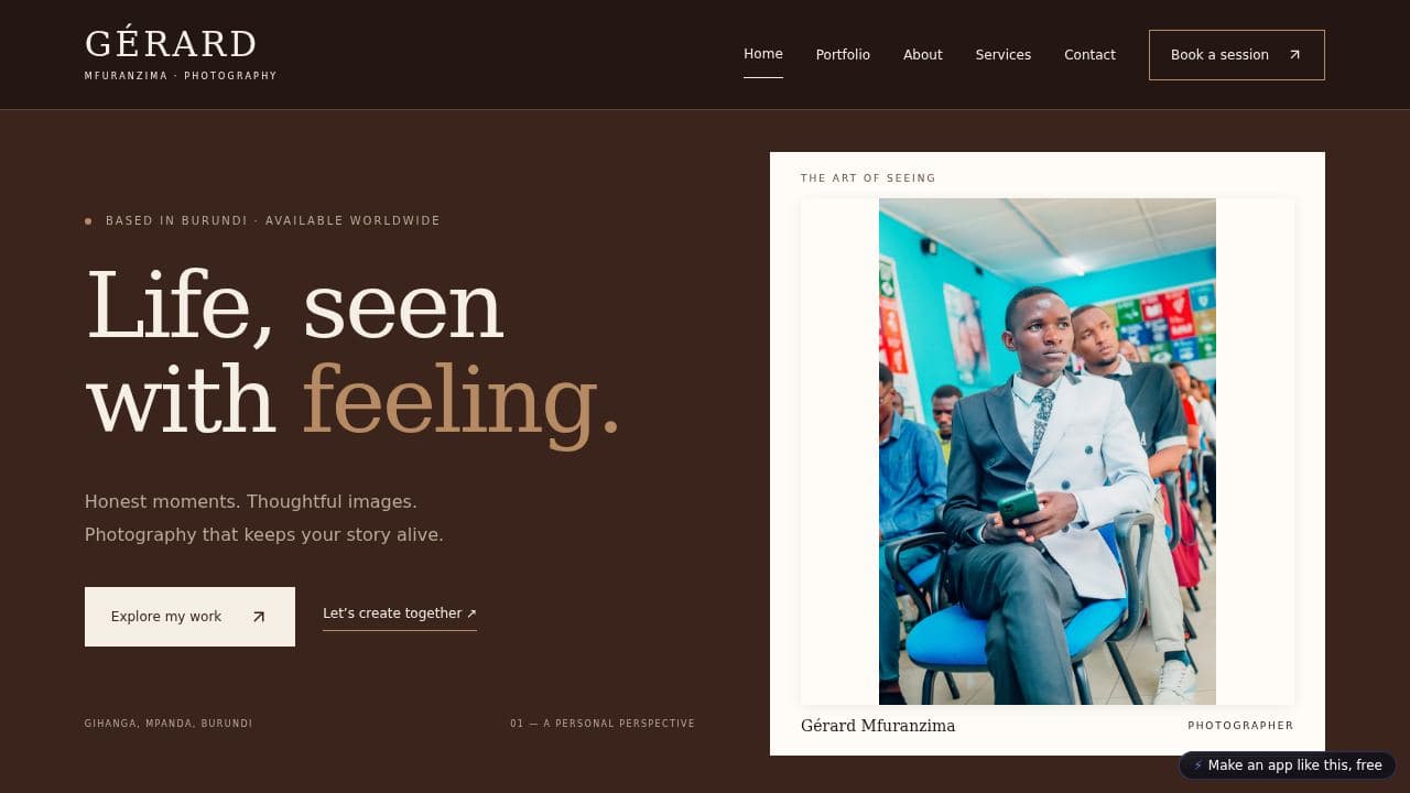 Screenshot of Gérard Mfuranzima Photography