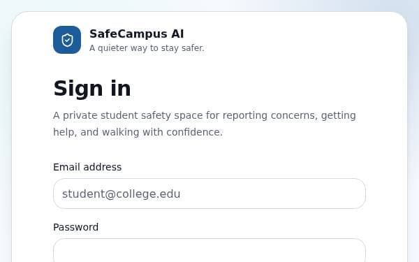 Screenshot of SafeCampus AI