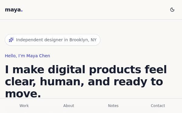 Screenshot of Maya Chen Portfolio