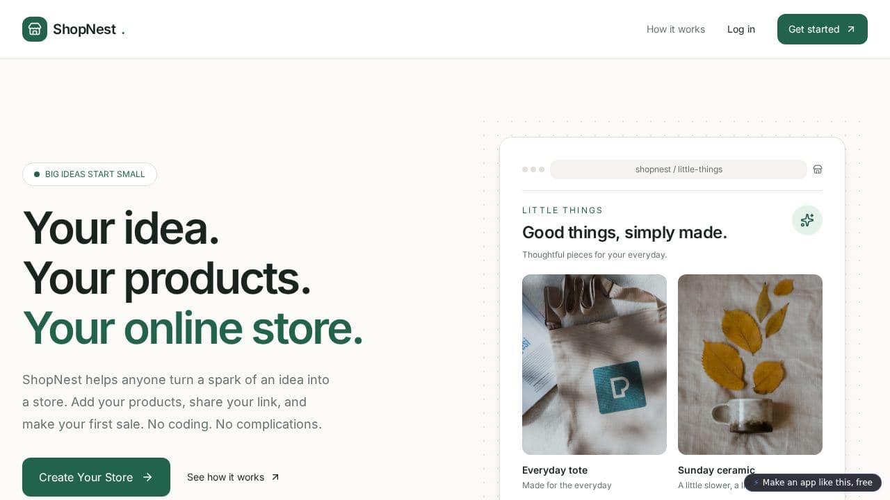 Screenshot of ShopNest Storefronts