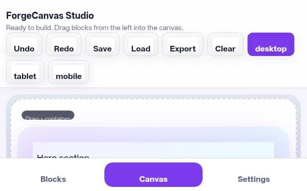 Screenshot of ForgeCanvas Studio